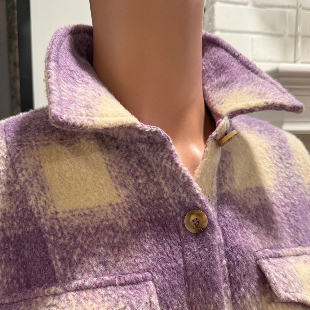 Skies Are Blue Purple and Cream Plaid Teddy Jacket - Picture 4 of 6